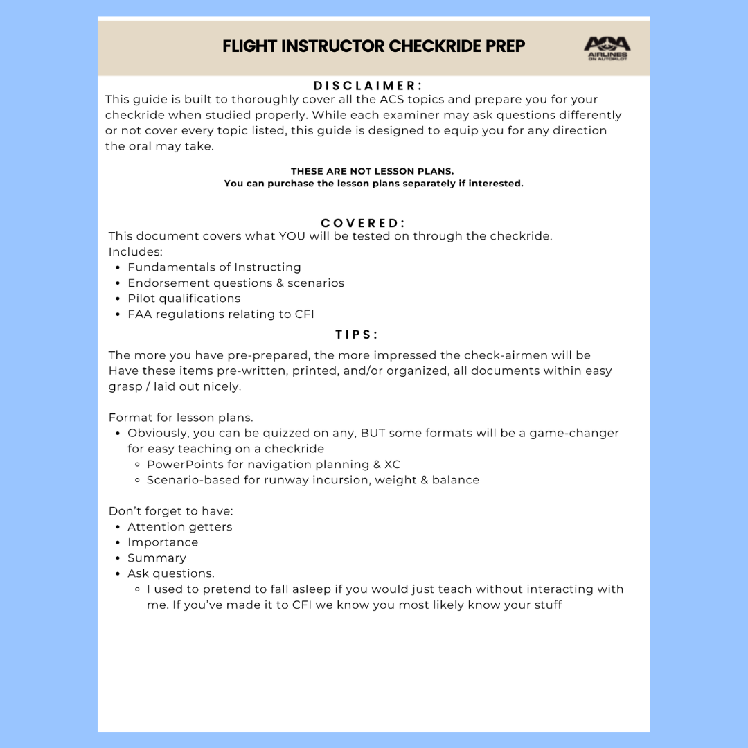 CFI Checkride Study Guide