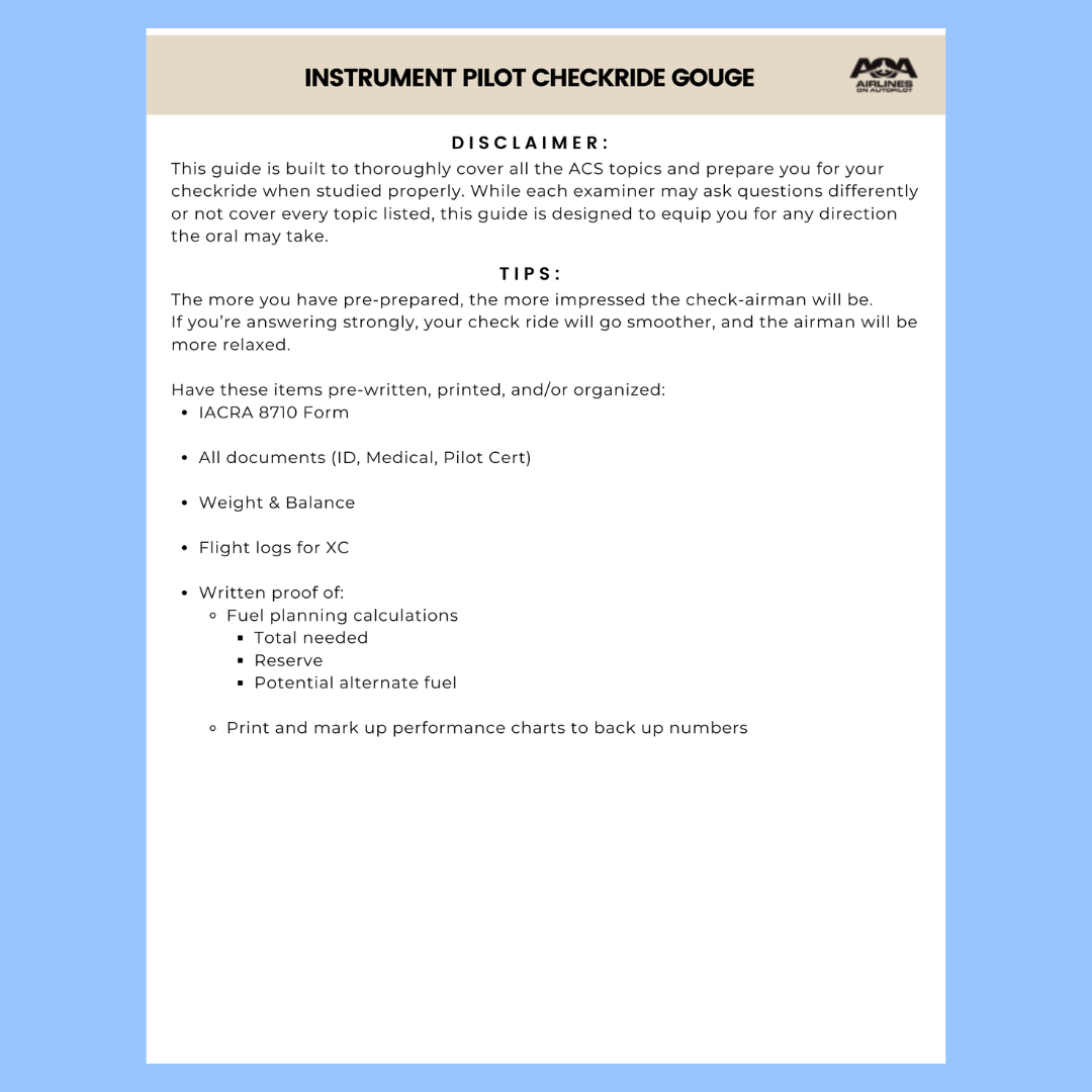 Instrument Checkride Study Guide