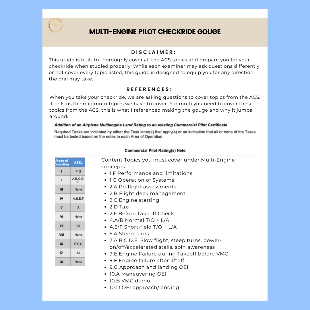 Multi-engine Checkride Study Guide