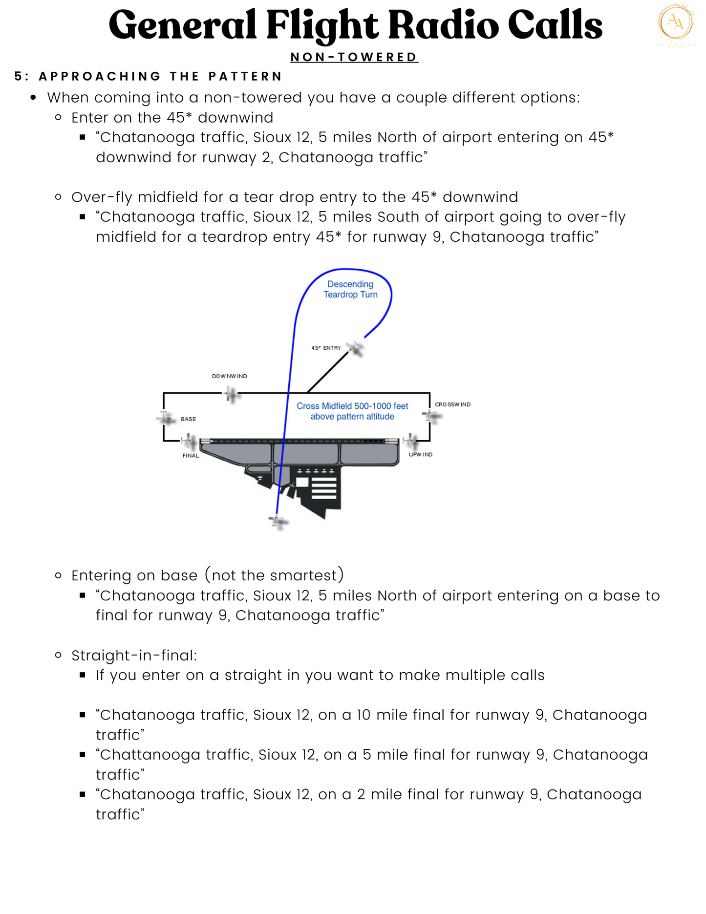 VFR Radio Call Cheat Sheet - Airlines on Autopilot