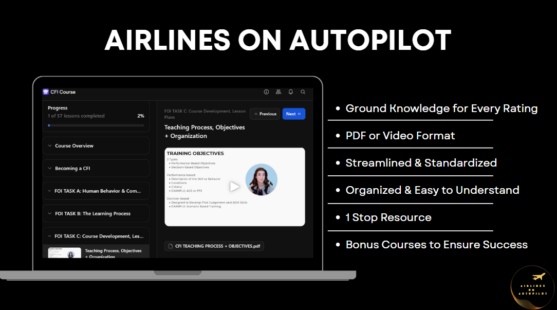 CFI + Interview Pilot Prep- Lifetime Access - Airlines on Autopilot