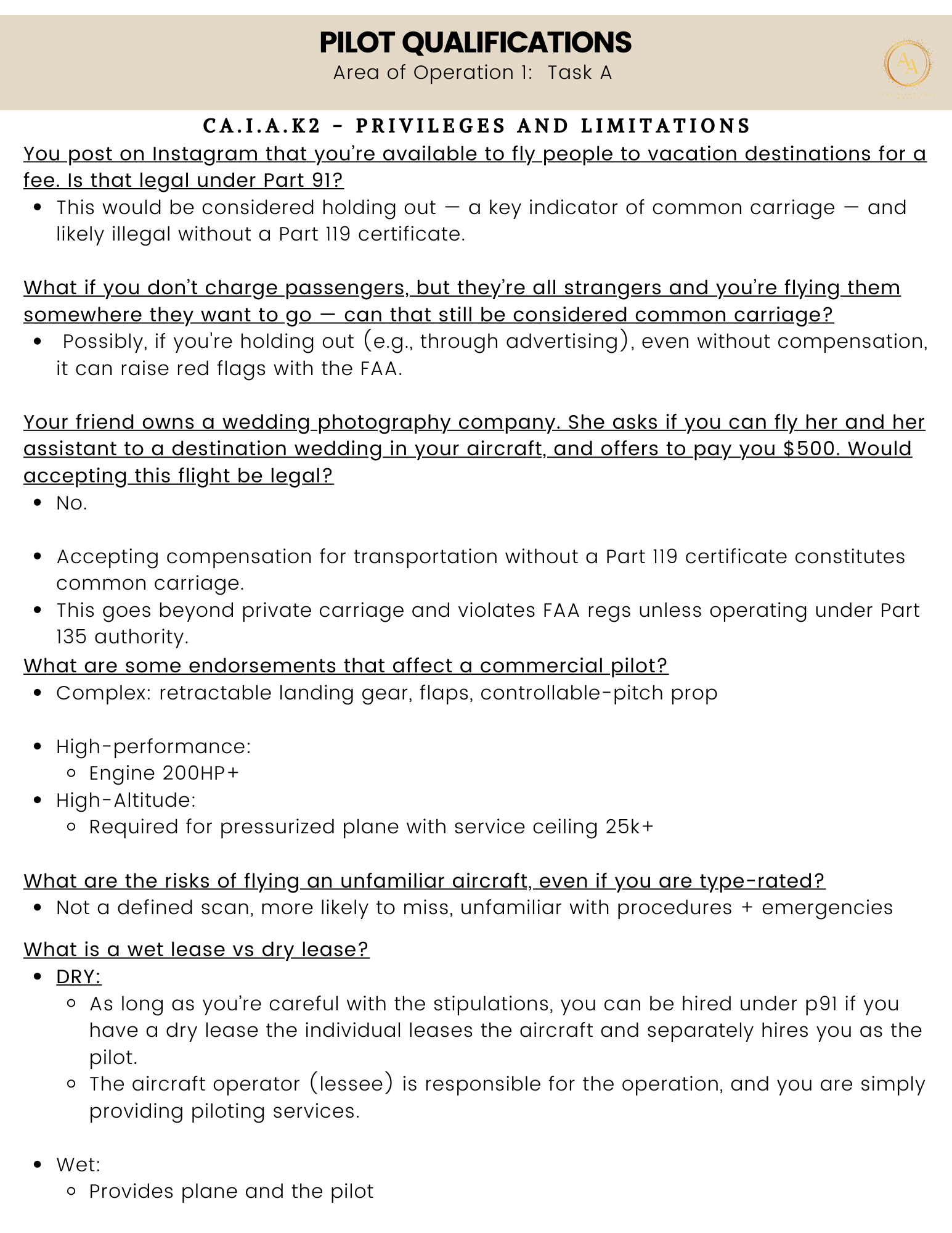 Commercial-Multi Checkride Study Guide - Airlines on Autopilot