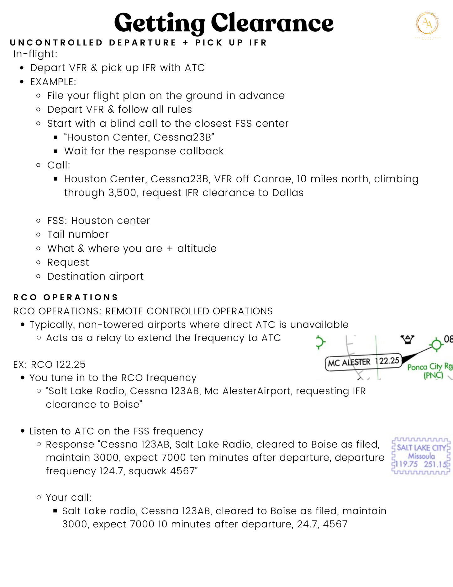 Instrument Radio Call CheatSheet