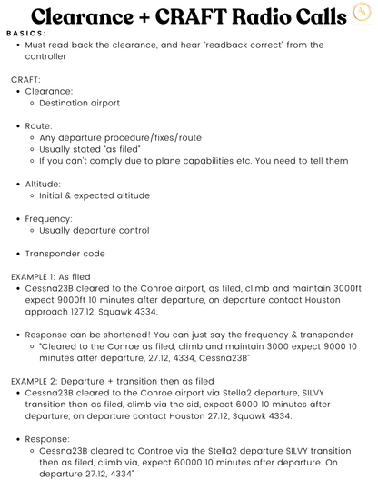 Instrument Radio Call CheatSheet - Airlines on Autopilot
