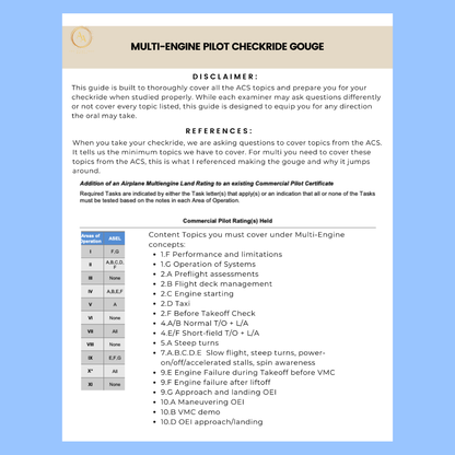 Multi-engine Checkride Study Guide