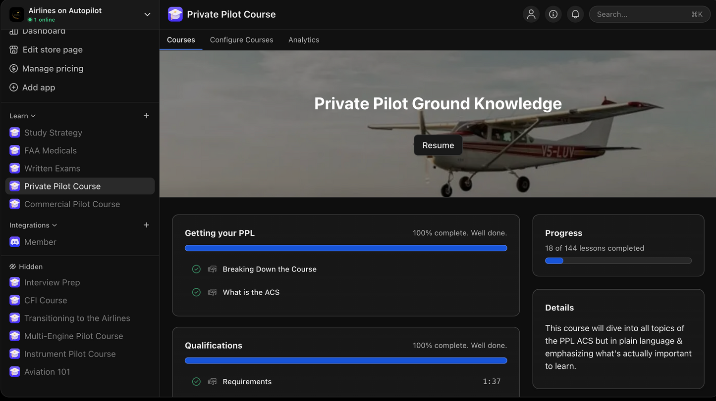 AOA pilot courses! **MULTI/CFI will be added by 8.20.25** - Airlines on Autopilot